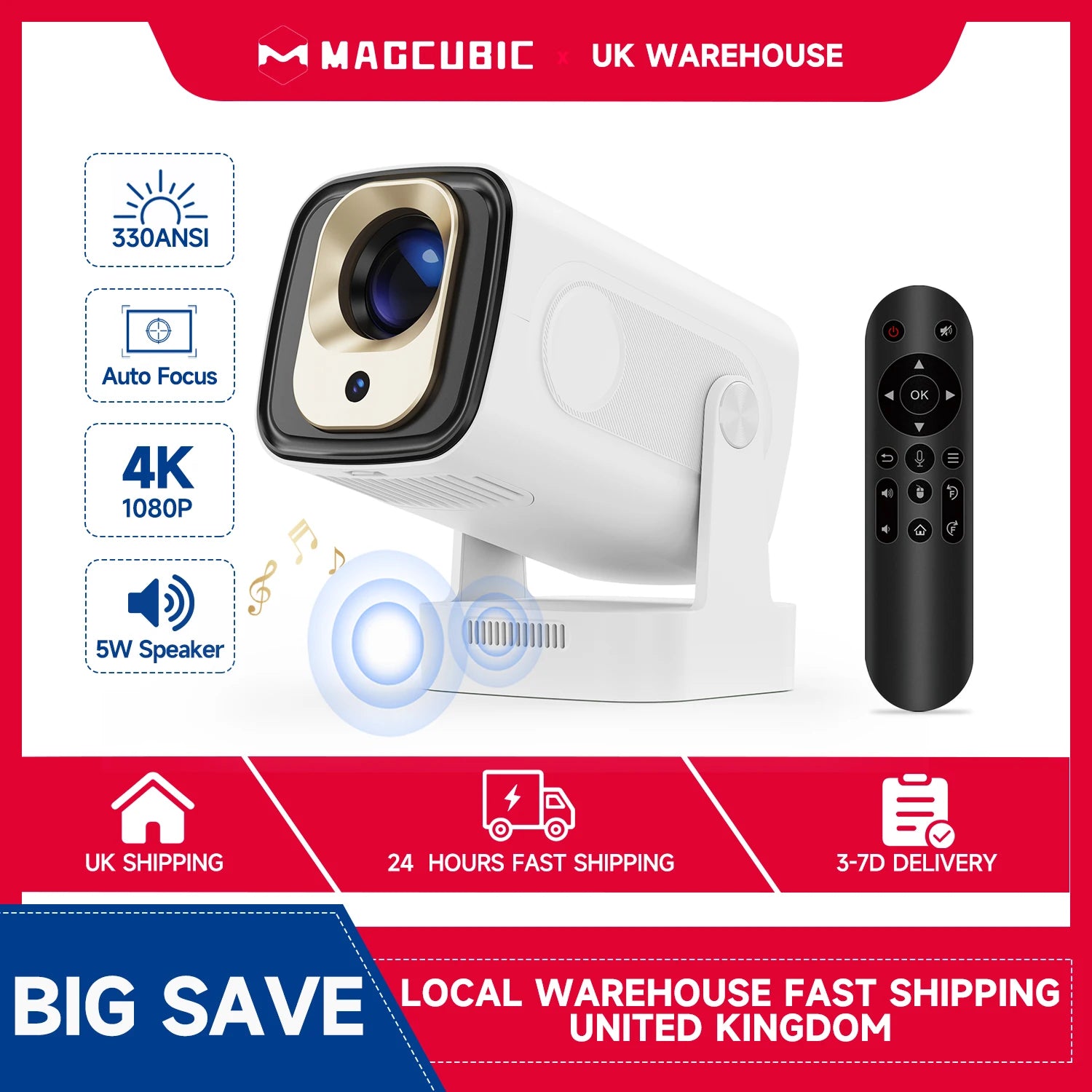 Magcubic HY310 4K Auto Focus Android 11 Mini Projector 330ANSI 5W Speaker Air Mouse Voice Control Portable Outdoor Home Cinema