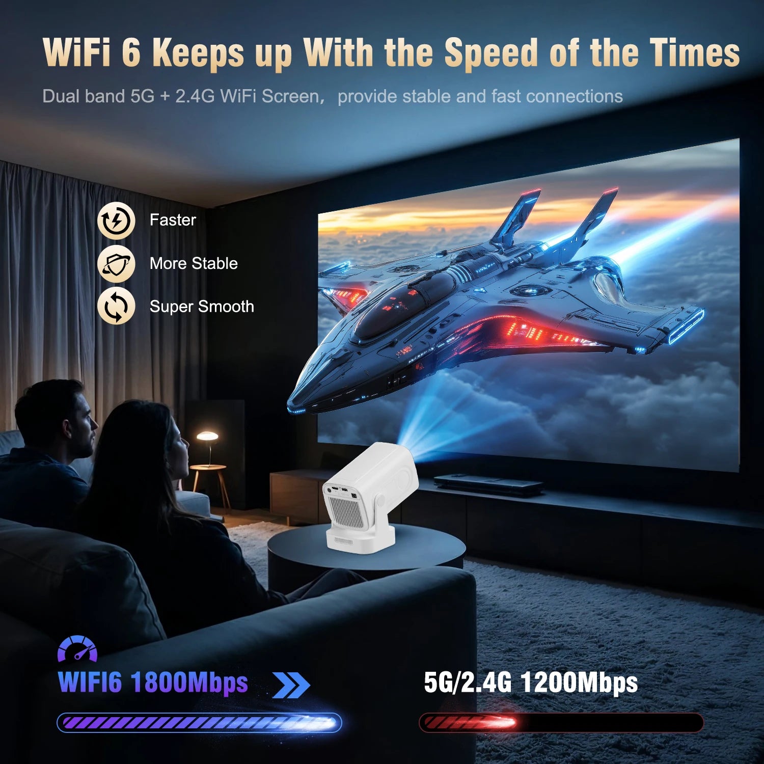 Magcubic HY310 4K Auto Focus Android 11 Mini Projector 330ANSI 5W Speaker Air Mouse Voice Control Portable Outdoor Home Cinema