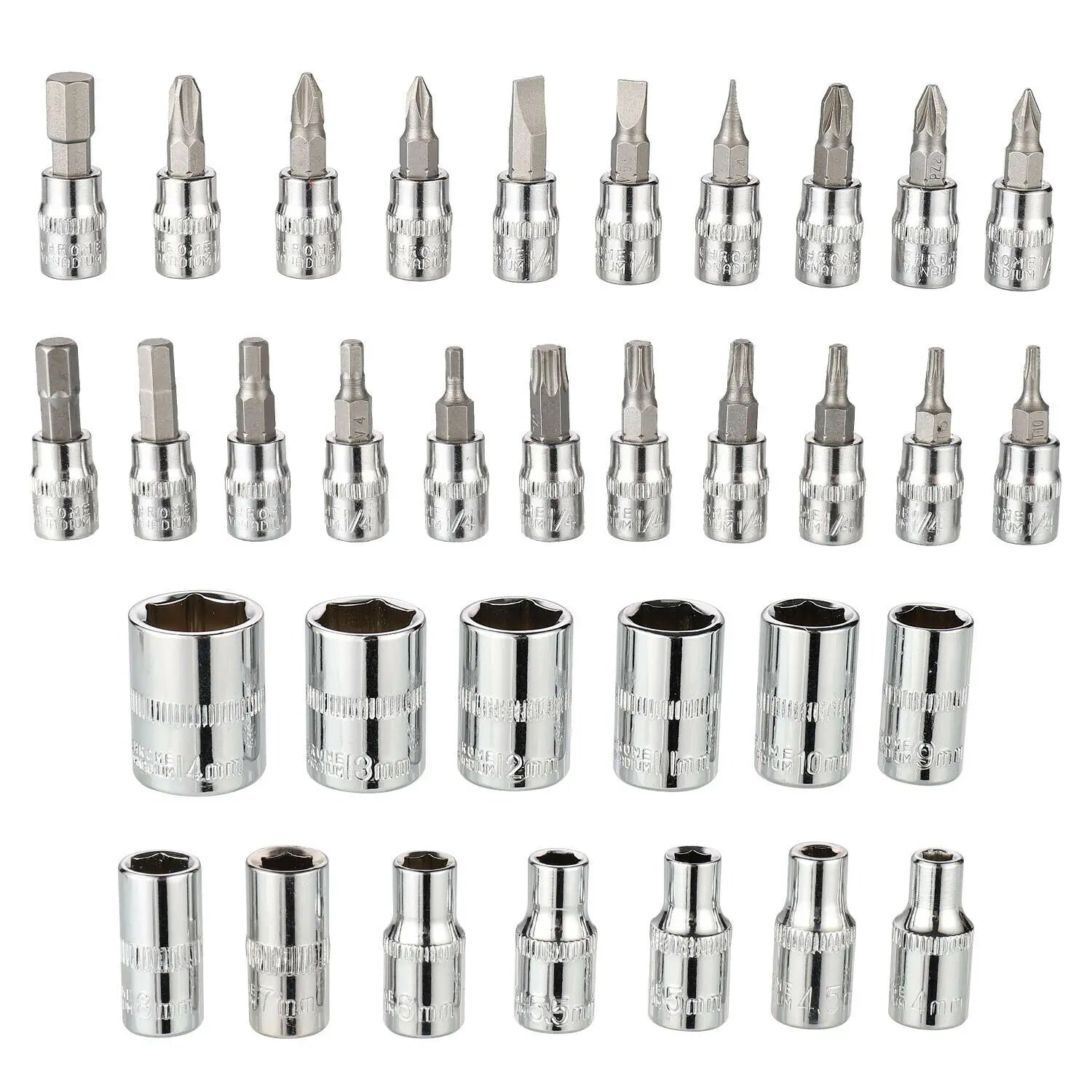 46pc 1/4inch Drive Ratchet Socket Set Wrench Set with Sockets Metric Hex Bit Socket Set Repair Handing Tool Kits for Home Auto