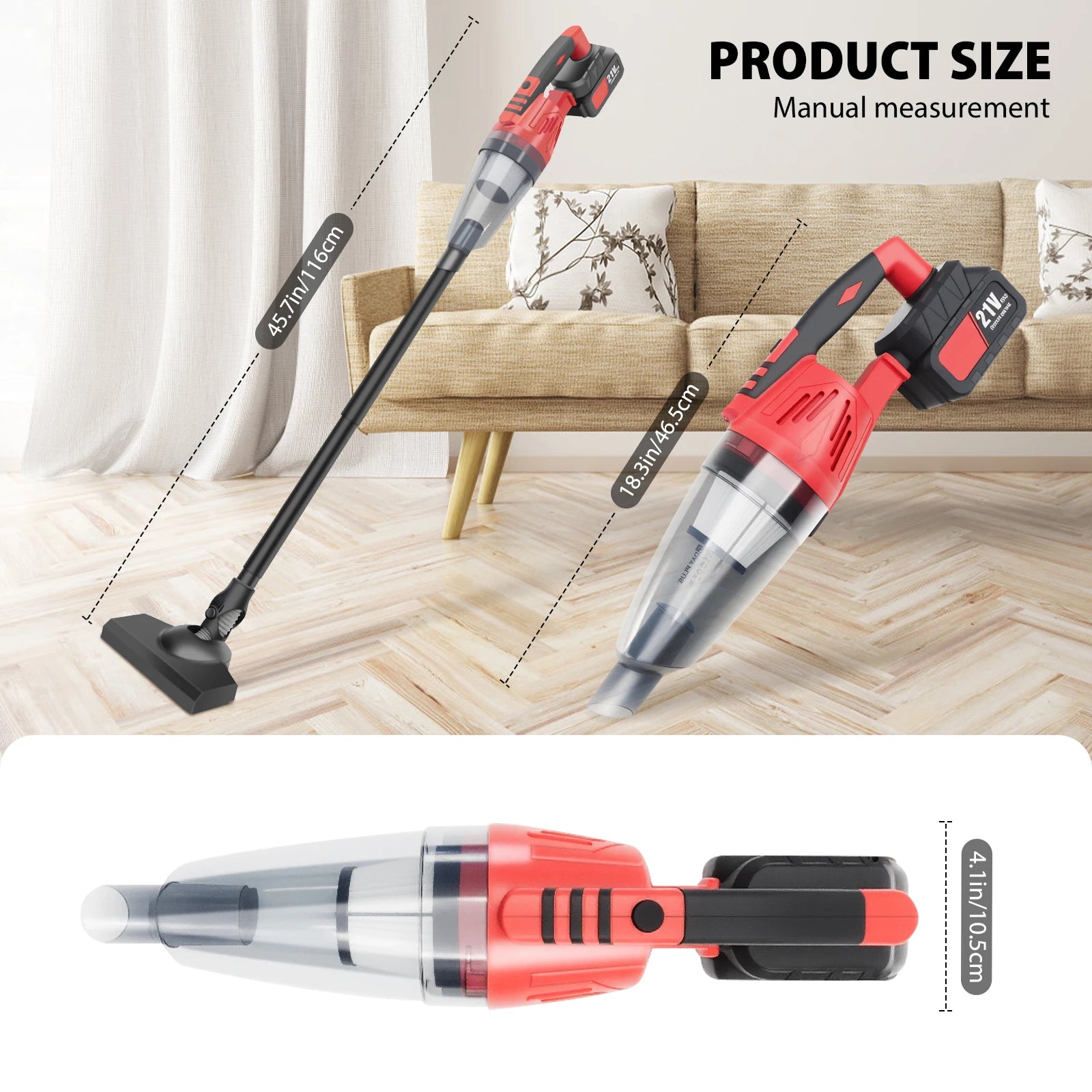 BRIEFNESS 5500Pa Cordless Vacuum Cleaner, Handheld Car Vacuum 2 in 1 w/LED Light, Washable HEPA Filter for Pet Hair Home Office